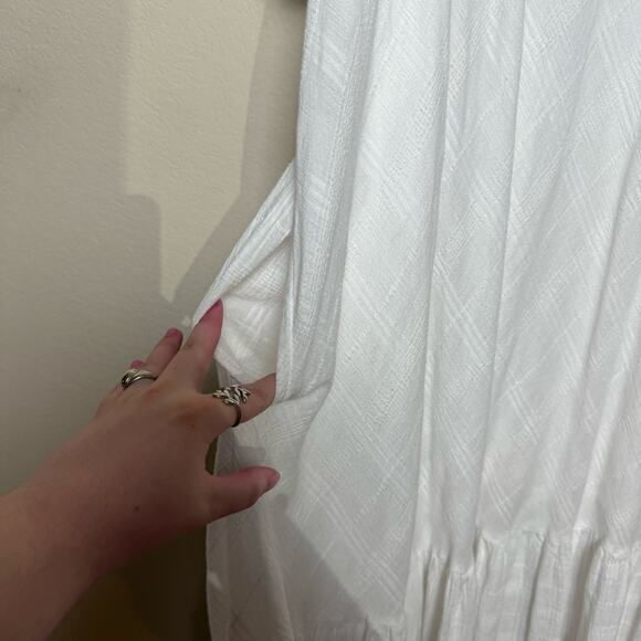 free people | romantic kaylyn gauze textured cotton boho white midi dress sz XS - Picture 4 of 10